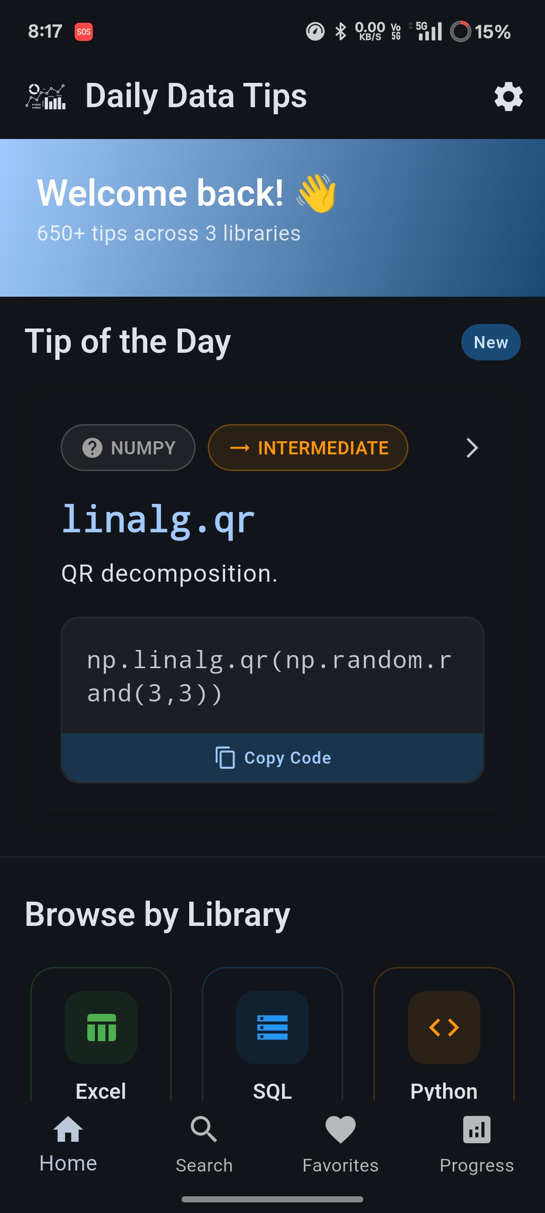 Daily Data Tips App Screenshot 1